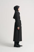 Cotton Blend Windbreaker Trench - Black
