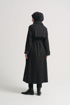 Cotton Blend Windbreaker Trench - Black