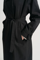 Cotton Blend Windbreaker Trench - Black