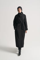 Cotton Blend Windbreaker Trench - Black