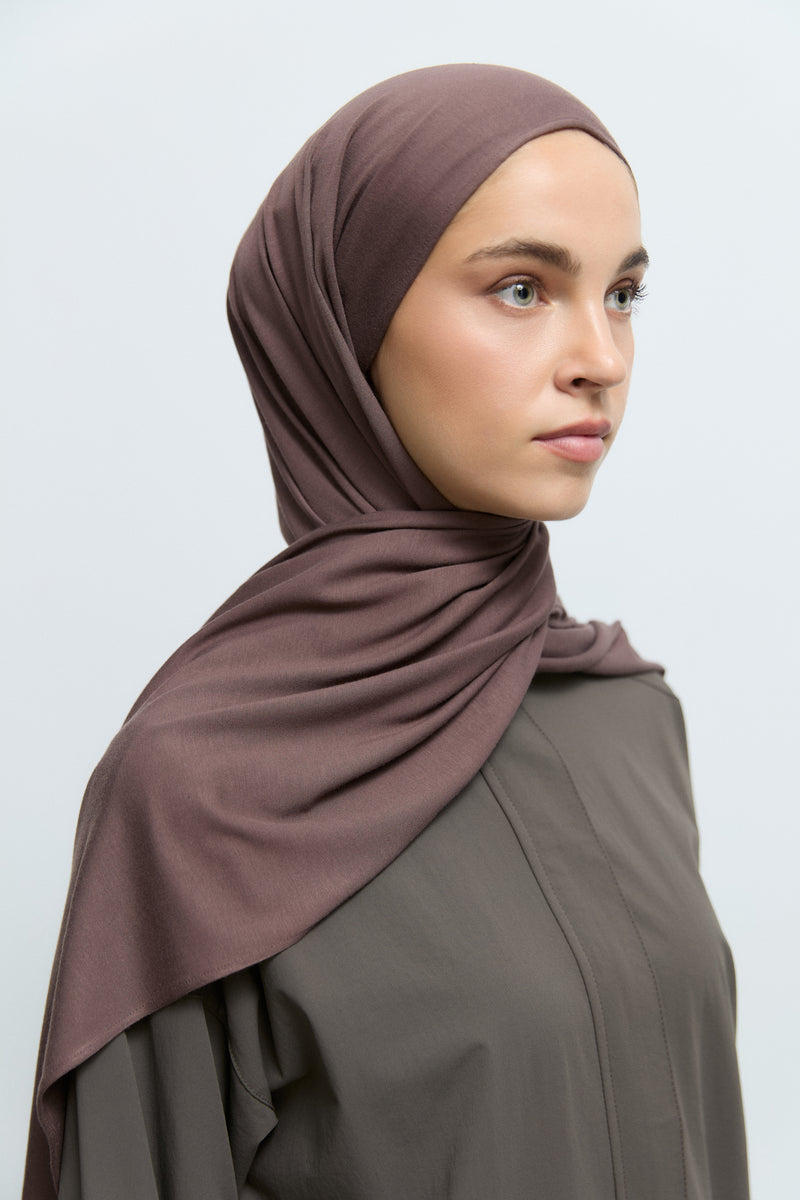 Bambu Karışım Natural Şal - Kahve TUĞBA