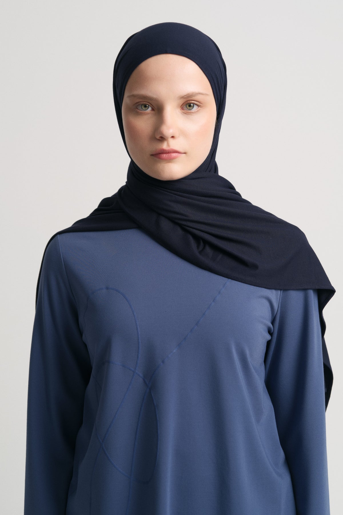 Bambu Karışım Natural Şal - Lacivert