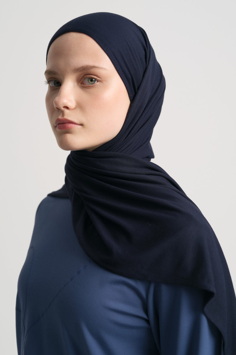 Bambu Karışım Natural Şal - Lacivert