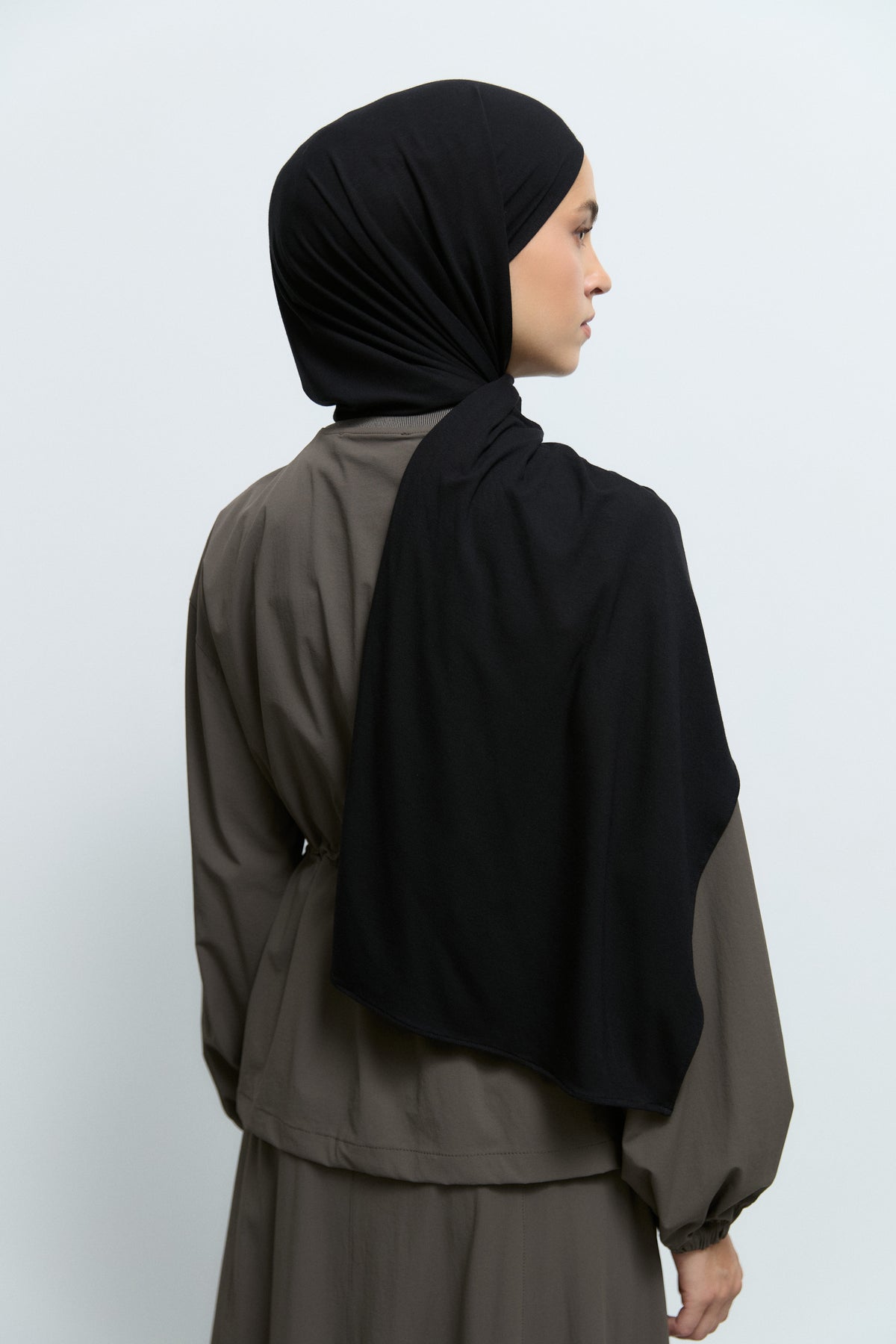 Bambu Karışım Natural Şal - Siyah TUĞBA