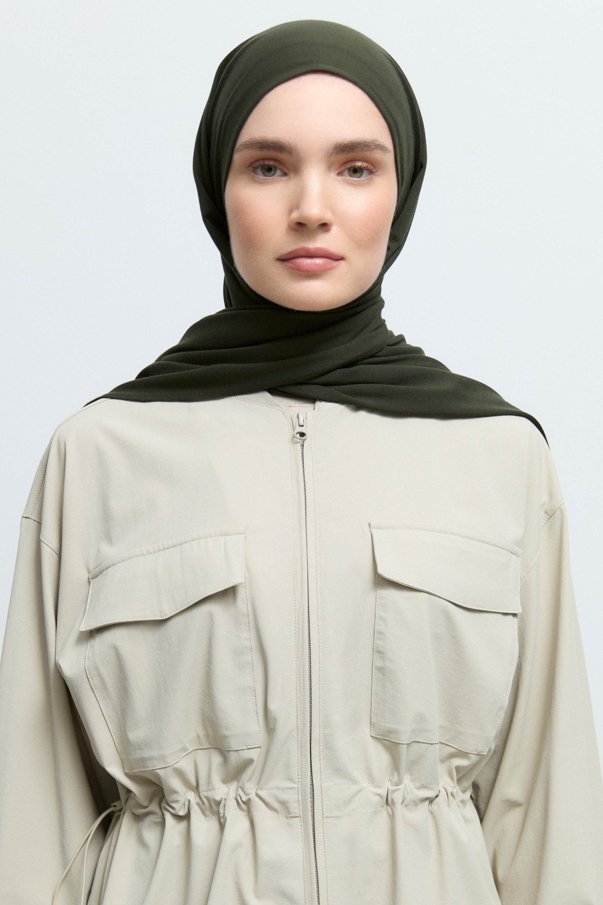 Bambu Karışım Natural Şal - Haki TUĞBA