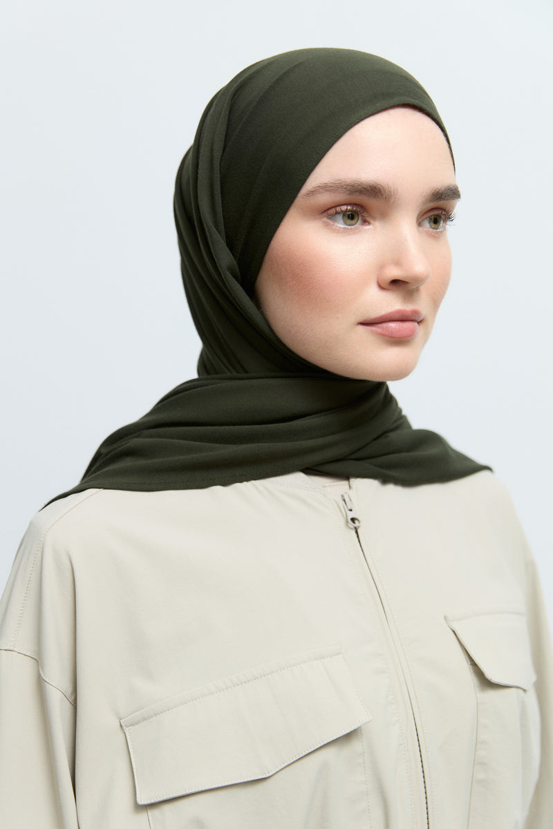 Bambu Karışım Natural Şal - Haki TUĞBA