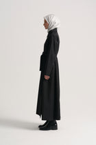 Cotton Blend Abaya with Belt - Black