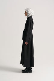 Cotton Blend Abaya with Belt - Black