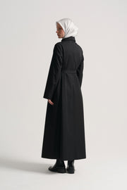 Cotton Blend Abaya with Belt - Black