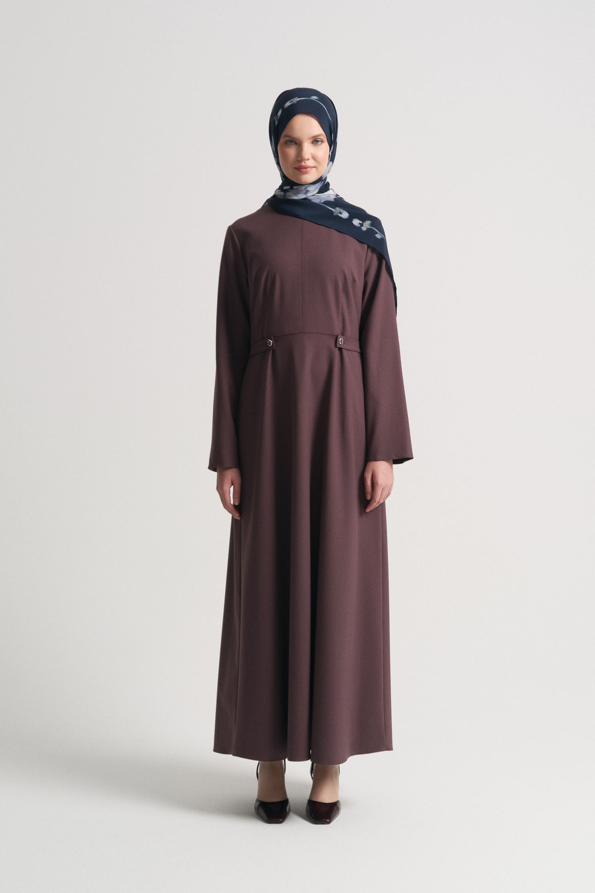 Sıfır Yaka Elbise - Mürdüm
