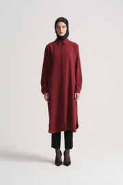 Woven Tunic with Side Slits - Tile