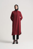 Woven Tunic with Side Slits - Tile