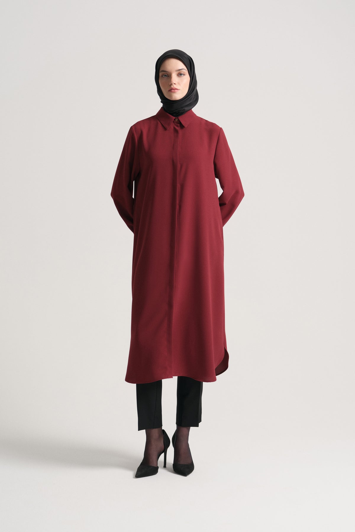 Woven Tunic with Side Slits - Tile