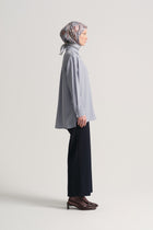 Woven Blouse with Side Slits - Blue