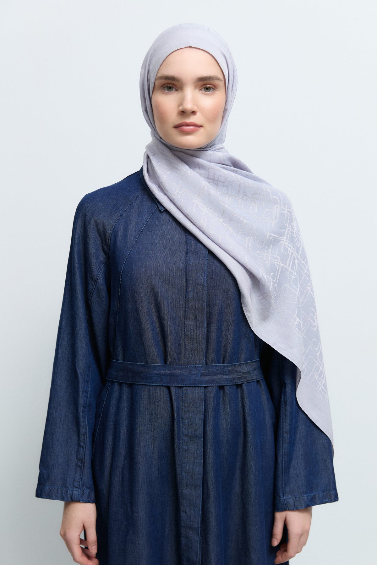 Monogram Lyocell Blend Jacquard Natural Shawl - Lilac