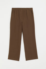 100% Linen Side Pocket Relaxed Fit Trousers - Coffee