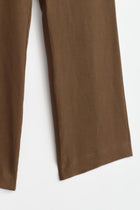 100% Linen Side Pocket Relaxed Fit Trousers - Coffee