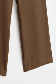 100% Linen Side Pocket Relaxed Fit Trousers - Coffee