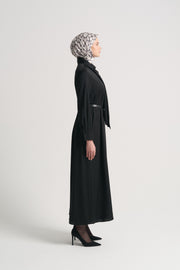 Şal Yaka Elbise - Siyah