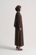 Modal Blend Hidden Zip Abaya - Brown