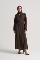Modal Blend Hidden Zip Abaya - Brown
