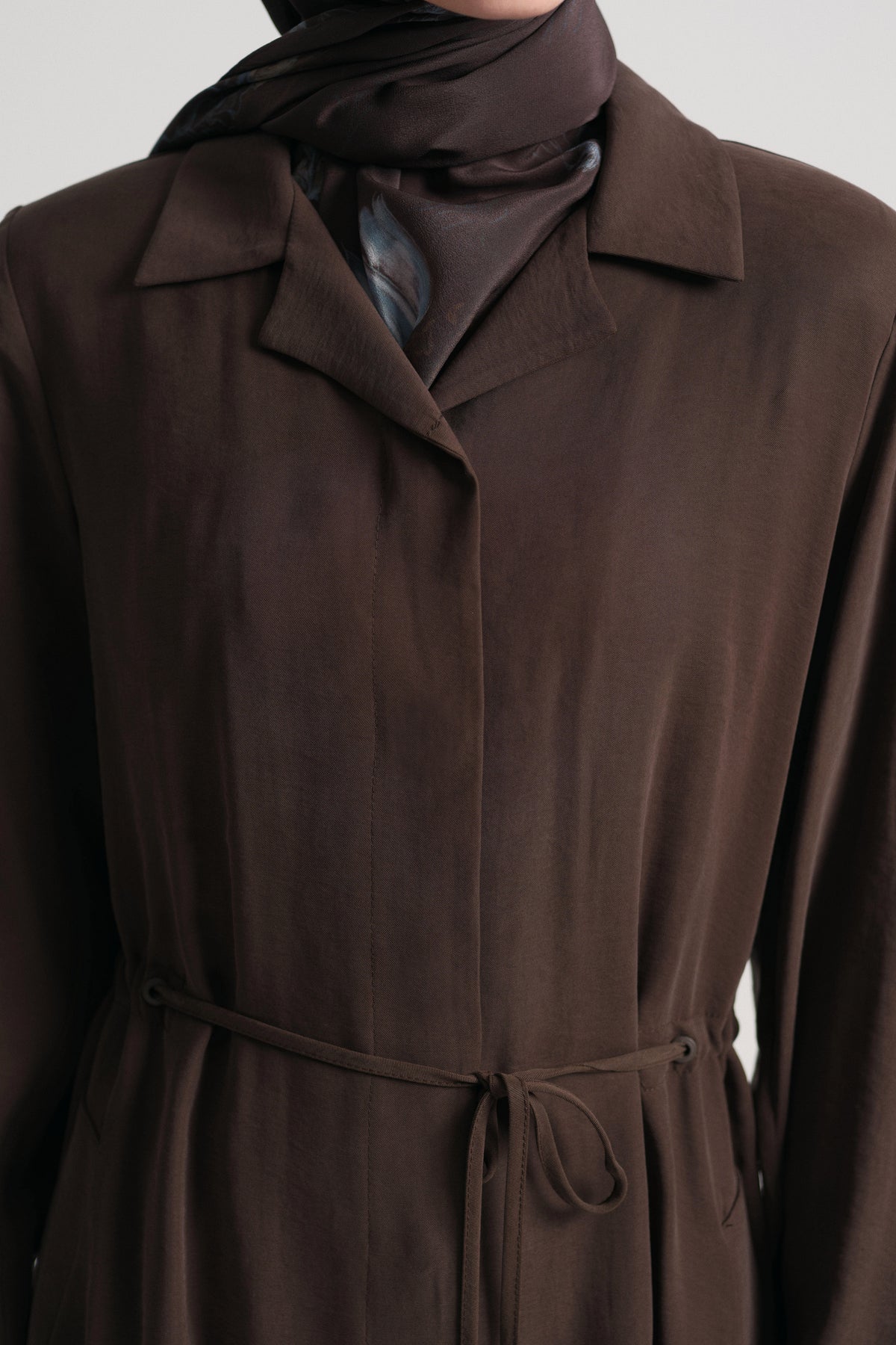 Modal Blend Hidden Zip Abaya - Brown