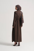 Modal Blend Hidden Zip Abaya - Brown
