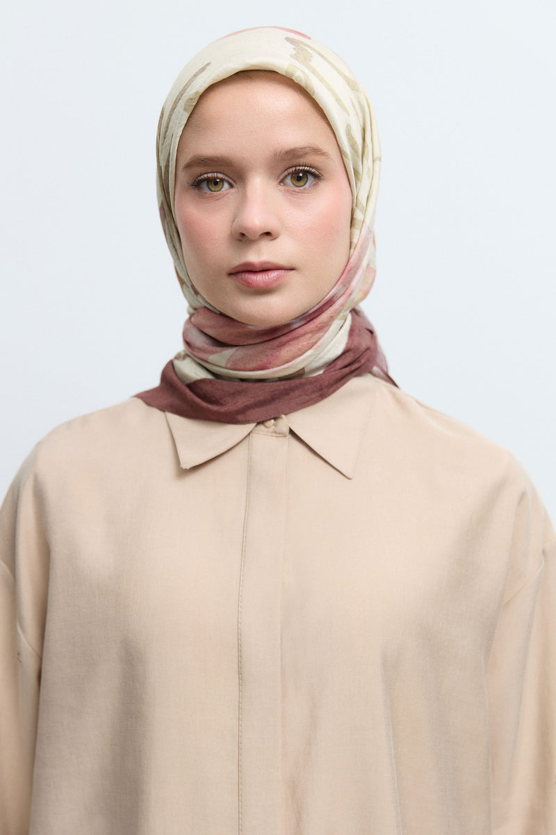 Lalin Viskon Karışımlı Natural Eşarp - Gül Kurusu TUĞBA