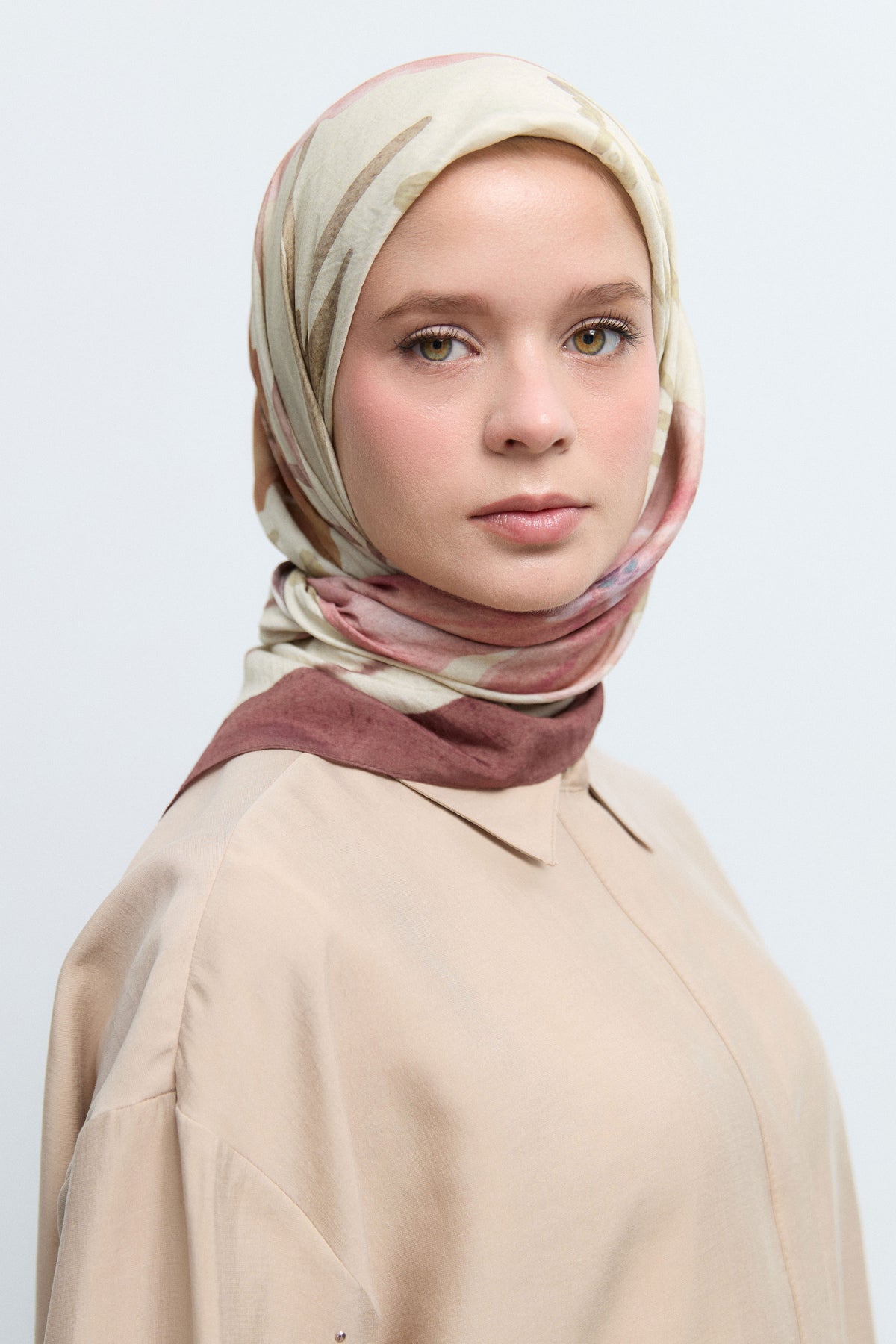 Lalin Viskon Karışımlı Natural Eşarp - Gül Kurusu TUĞBA