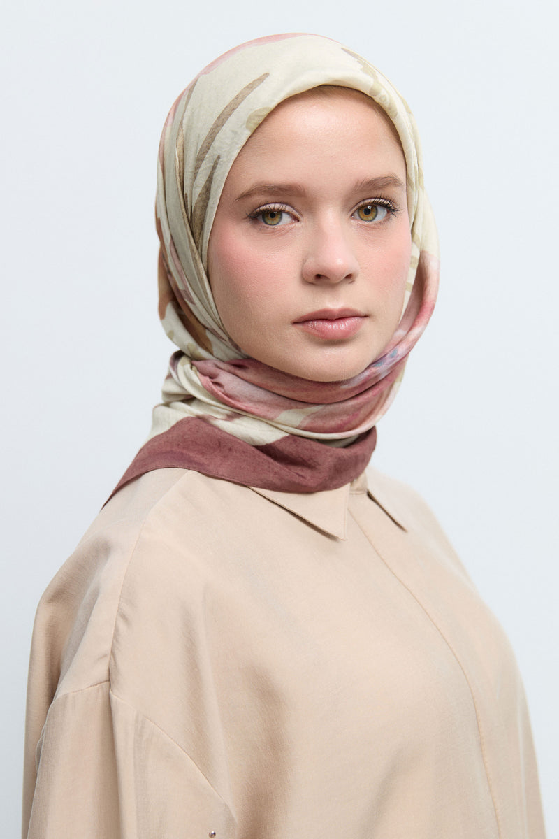 Lalin Viskon Karışımlı Natural Eşarp - Gül Kurusu TUĞBA