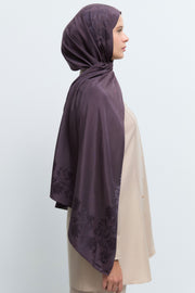 Nevgül Kenar Detaylı Viskon Karışım Natural Şal - Mor TUĞBA