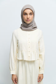 Monogram Lyocell Karışımlı Jakarlı Natural Eşarp - Vizon TUĞBA