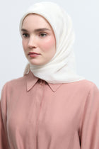 Monogram Lyocell Karışım Jakarlı Natural Eşarp - Beyaz TUĞBA