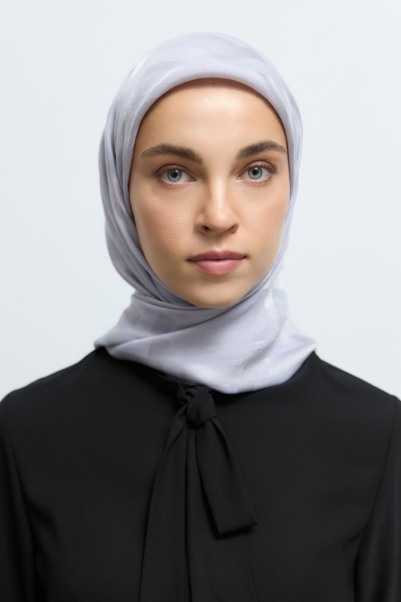 Monogram Lyocell Karışım Jakarlı Natural Eşarp - Lila TUĞBA