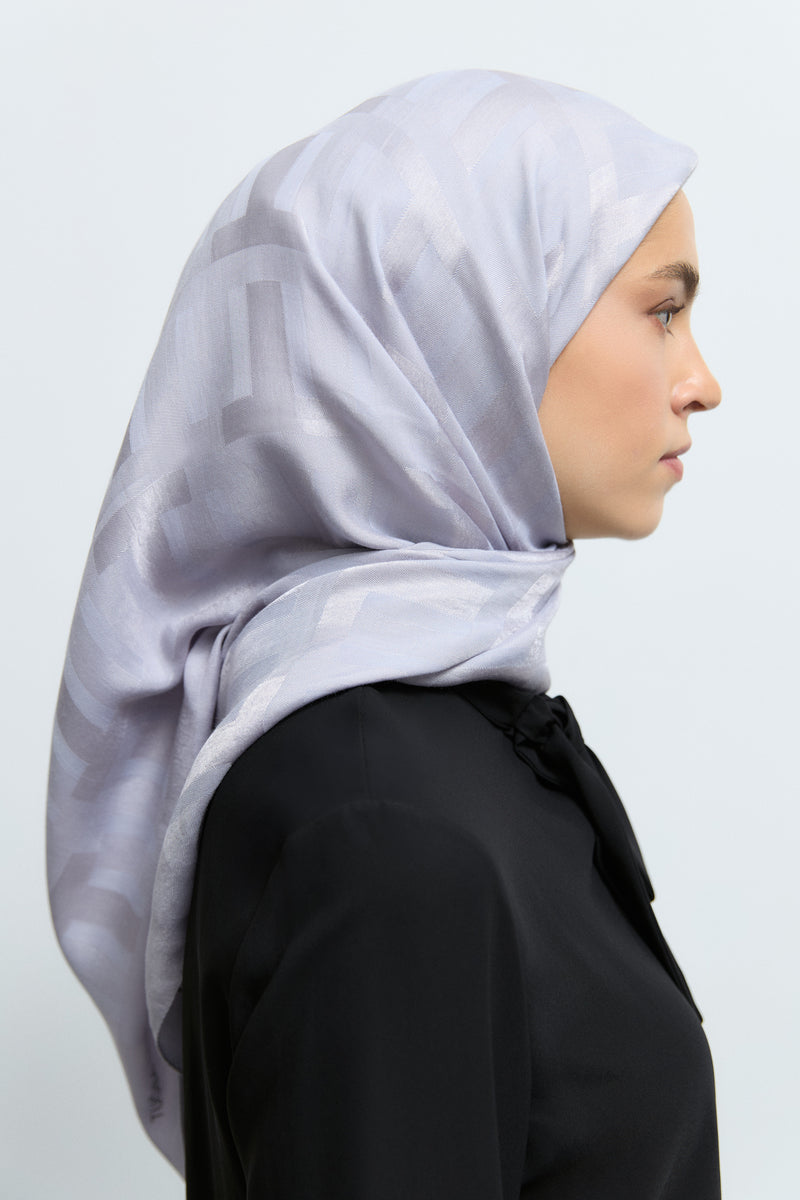 Monogram Lyocell Karışım Jakarlı Natural Eşarp - Lila TUĞBA