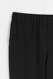Woven Pipe-Leg Trousers - Black