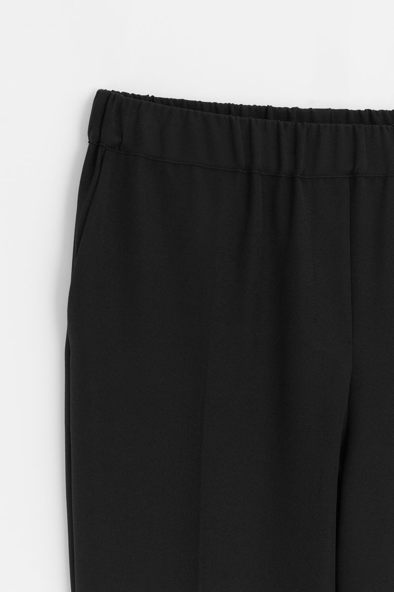 Dokuma Boru Paça Pantolon - Siyah