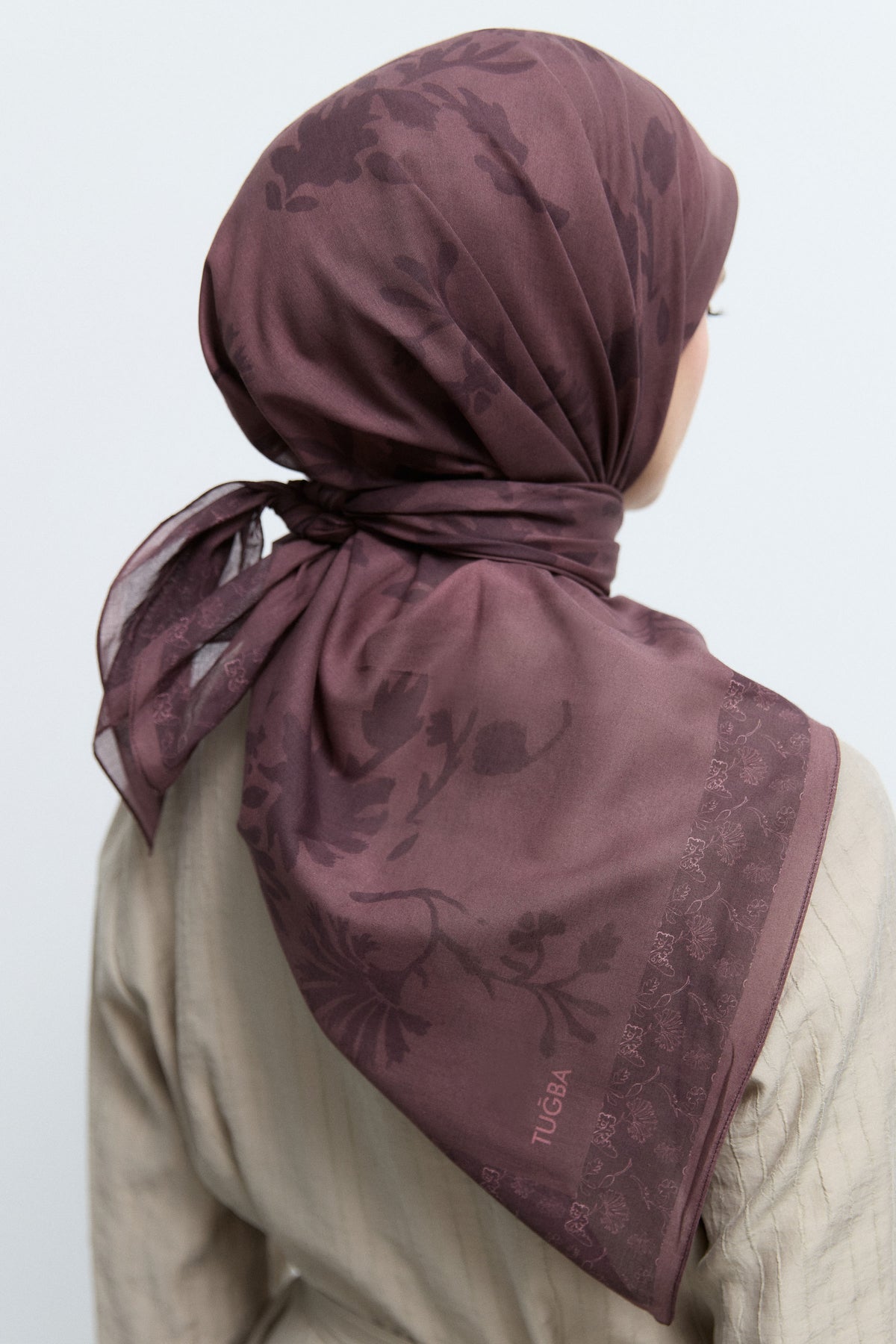 Gülnuş %100 Pamuk Natural Eşarp - Bordo TUĞBA