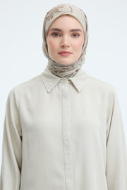 Gülnuş %100 Pamuk Natural Eşarp - Vizon TUĞBA
