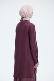 %100 Lyocell Hakim Yaka Tunik - Mürdüm TUĞBA