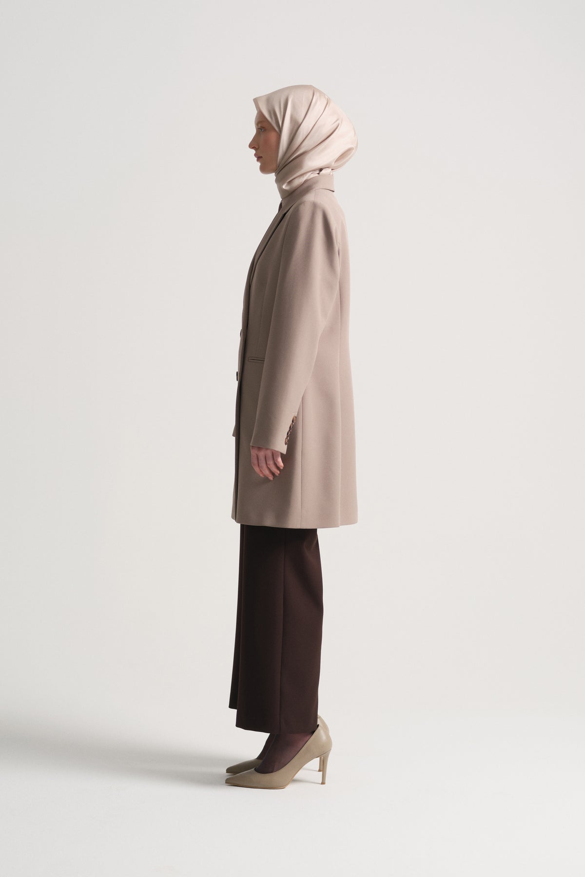 Double-Breasted Button Detail Jacket - Mink