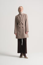Double-Breasted Button Detail Jacket - Mink