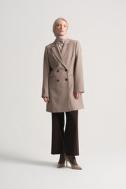 Double-Breasted Button Detail Jacket - Mink