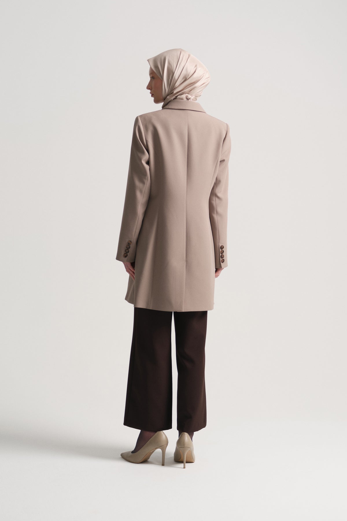 Double-Breasted Button Detail Jacket - Mink