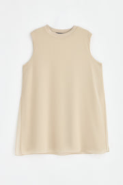 Rayon Blend Sleeveless Blouse - Beige