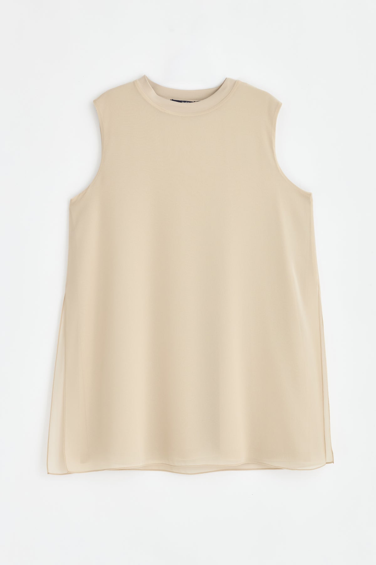 Rayon Blend Sleeveless Blouse - Beige