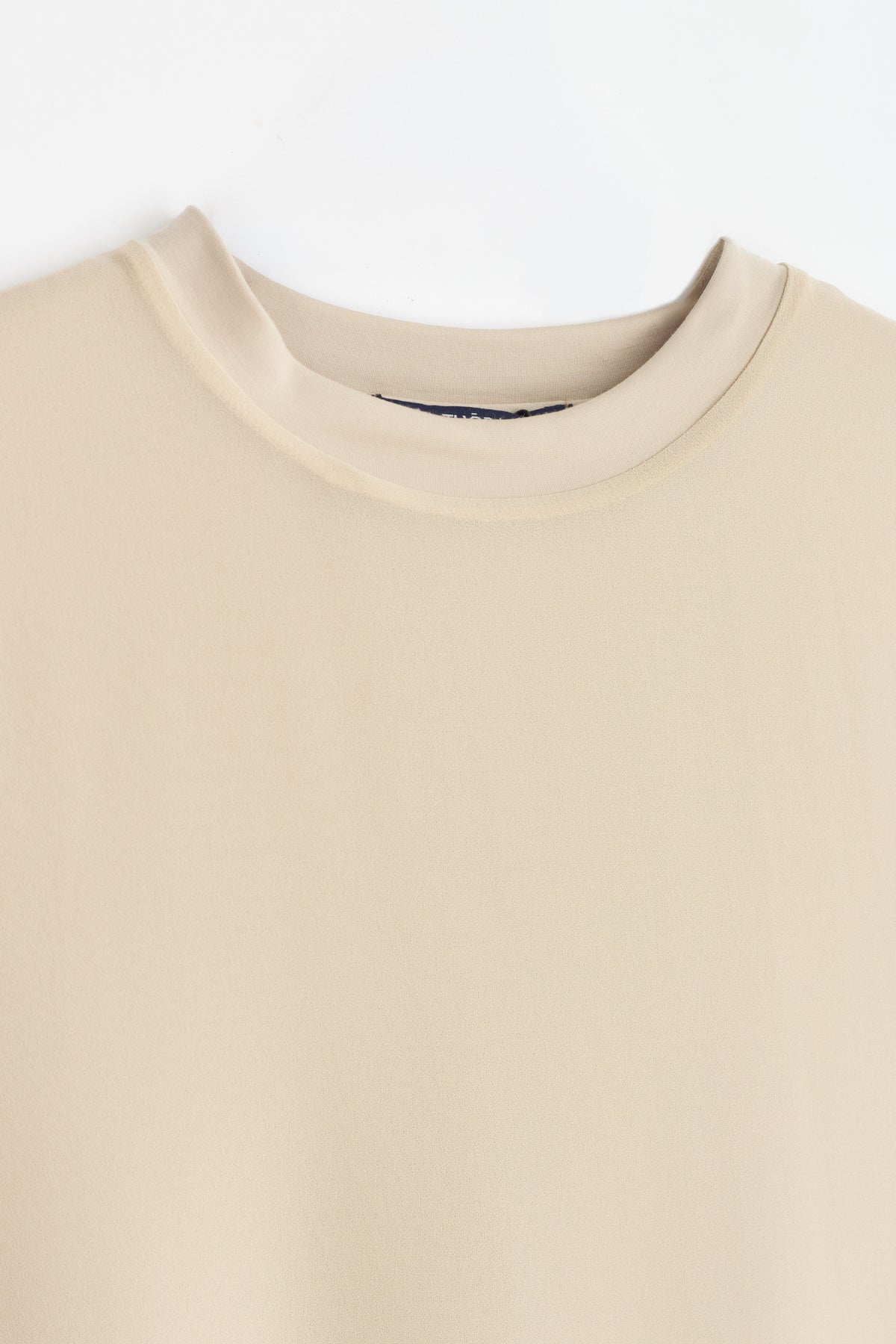 Rayon Blend Sleeveless Blouse - Beige