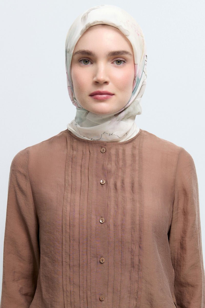 Ferahnüma %100 Pamuk Natural Eşarp - Ekru TUĞBA