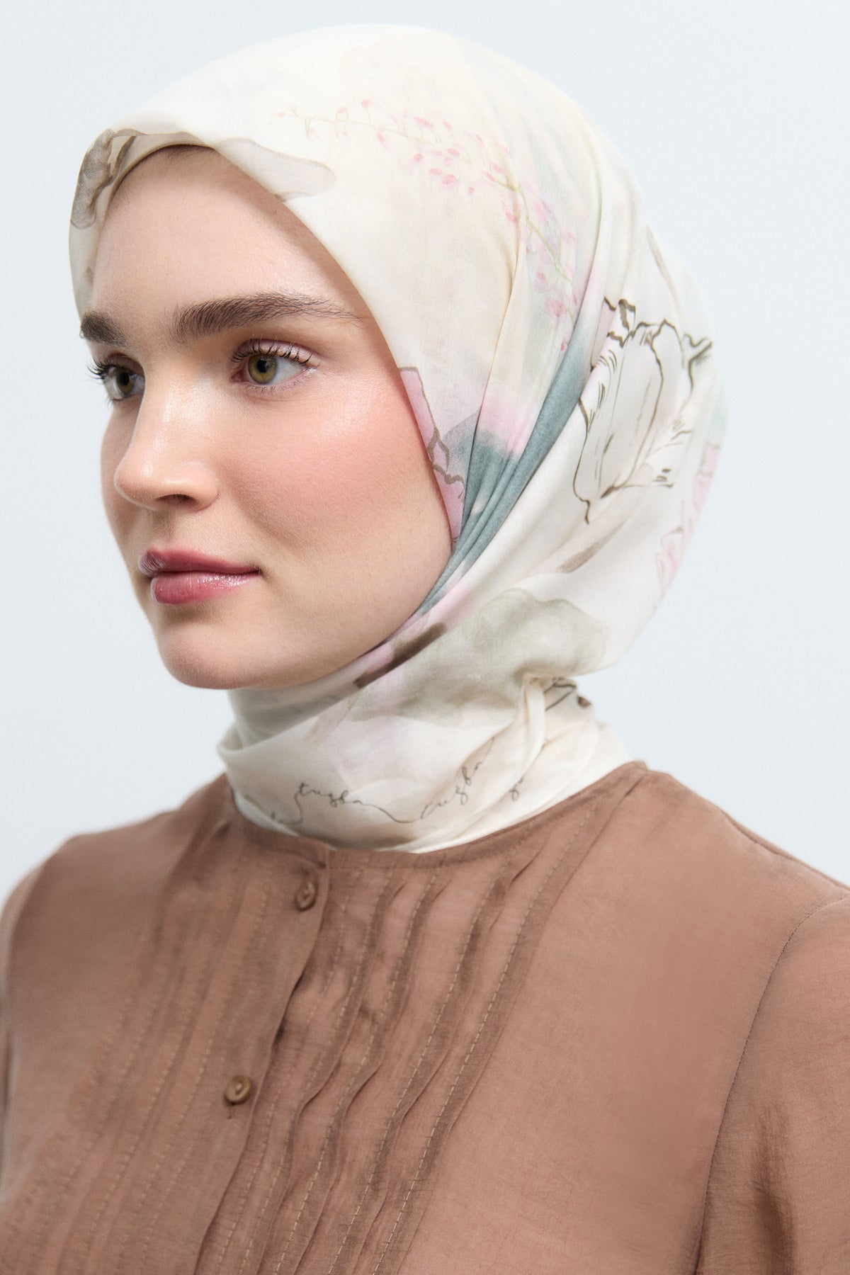 Ferahnüma %100 Pamuk Natural Eşarp - Ekru TUĞBA