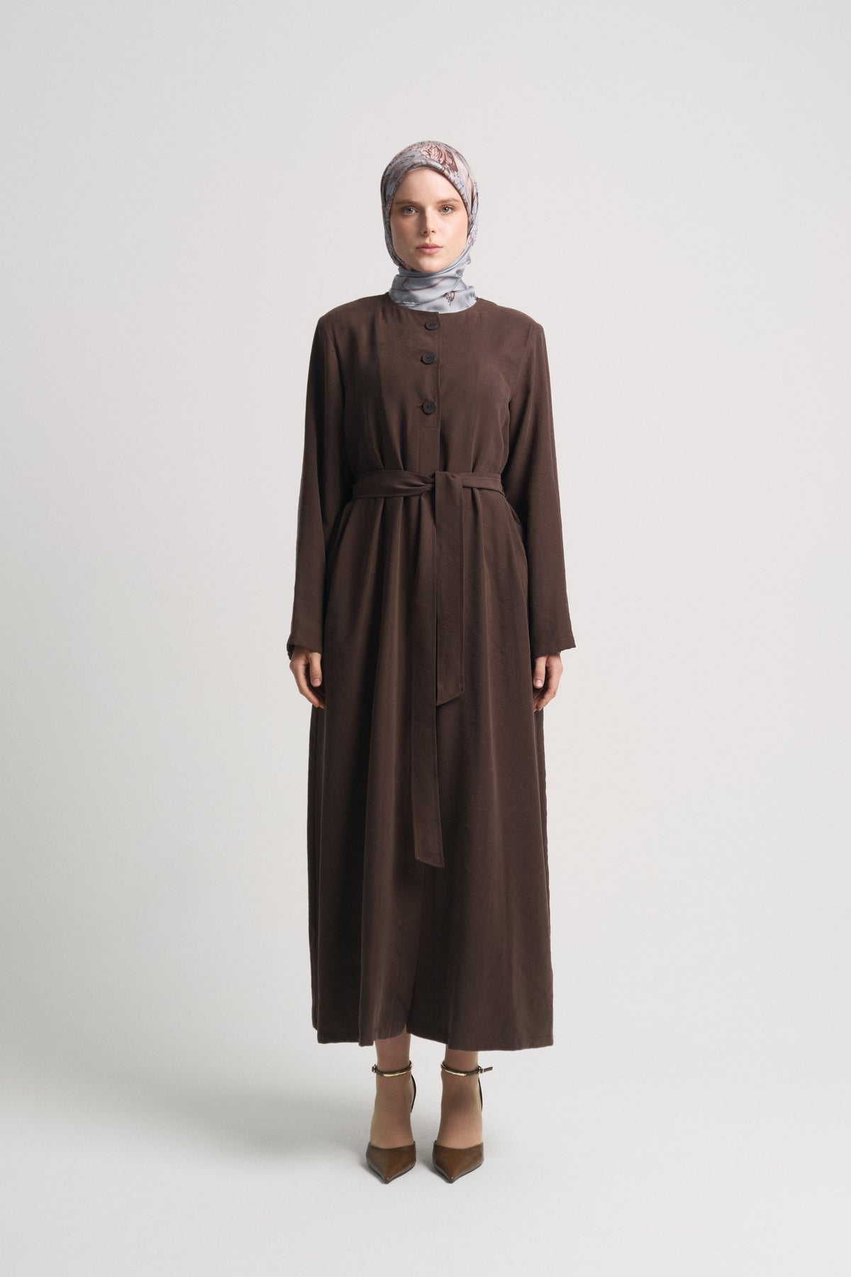 Modal Blend Belted Farace - Coffee